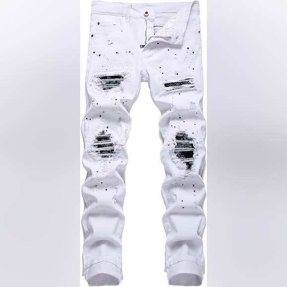 New Men's Designed Unique Street Urbanwear Jeans Multiple Sizes - Picture 1 of 4